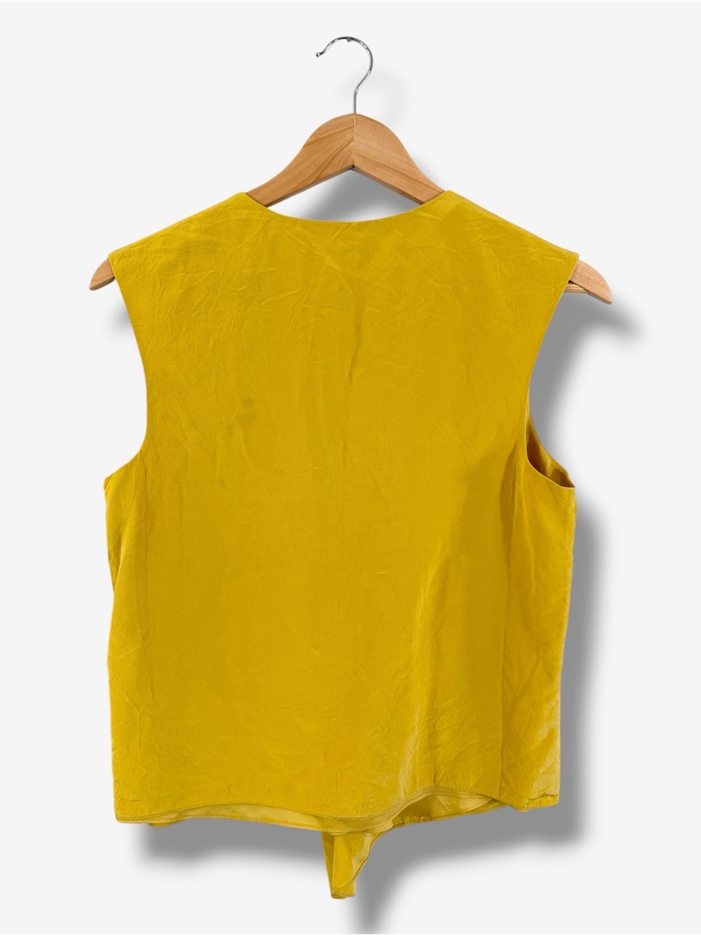 Tibi Yellow Silk Sleeveless Blouse Size 4 Ruffle Accent Tank Office V-Neck - Picture 9 of 9